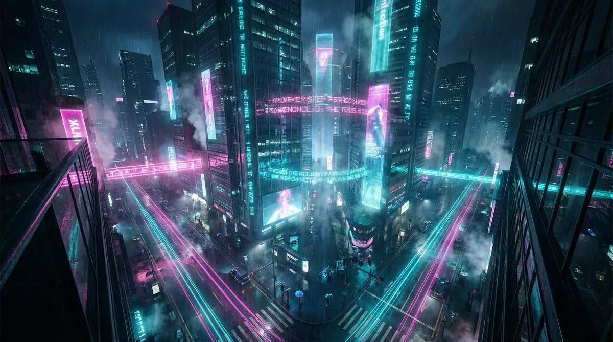 韩国理论片在线观看2828 竖屏短剧平台首页背景 - 赛博朋克都市夜景